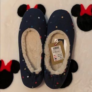 NWT Joules blue, lined hard sole slippers.